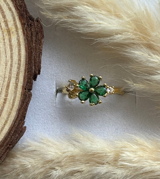 Anti tarnish gold plated adjustable stone ring