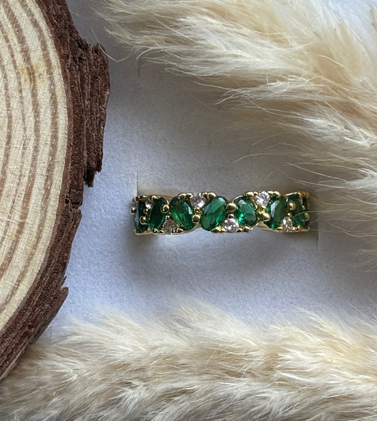 Anti tarnish gold plated adjustable stone ring