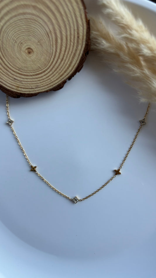 Anti tarnish gold plated stone necklace