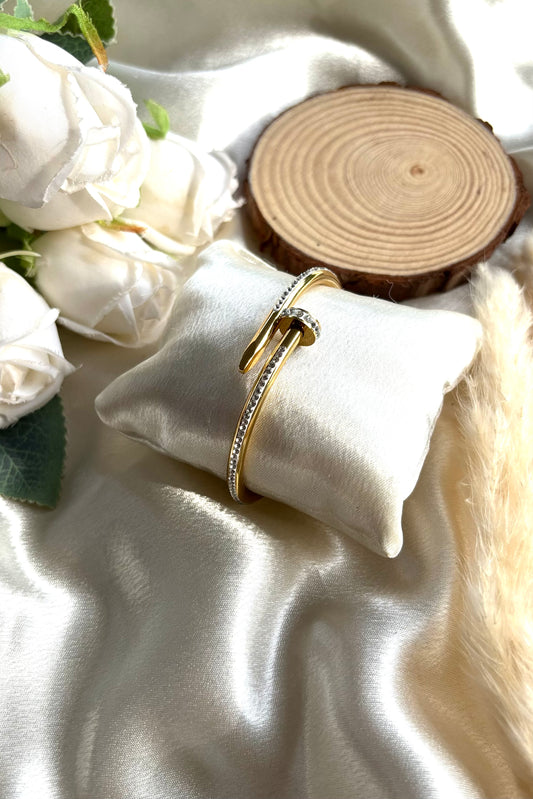 Anti tarnish gold plated stone nail bangle