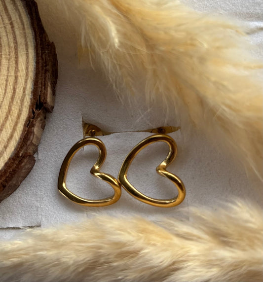 Anti tarnish gold plated heart earing