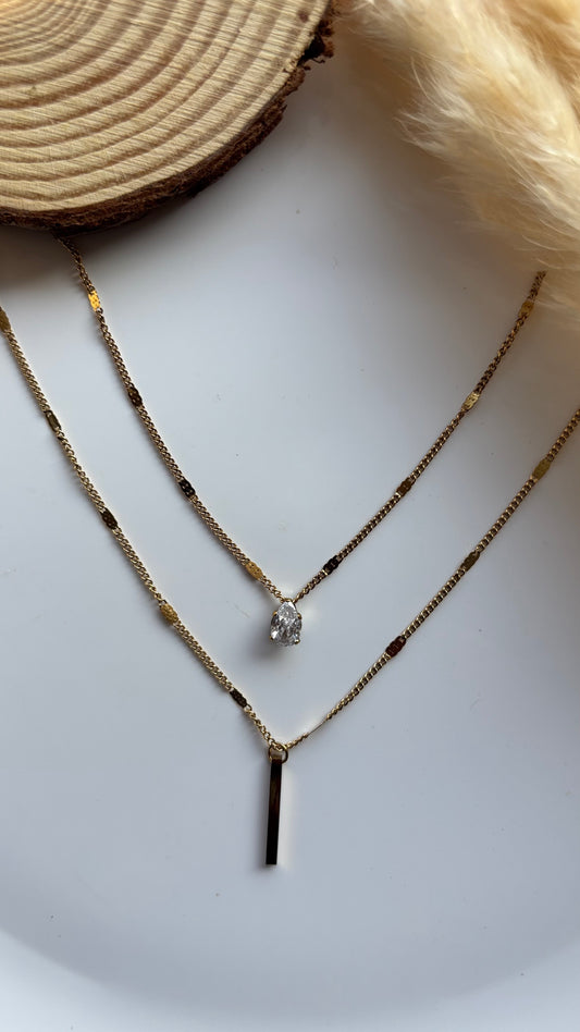 Anti tarnish gold plated layered necklace