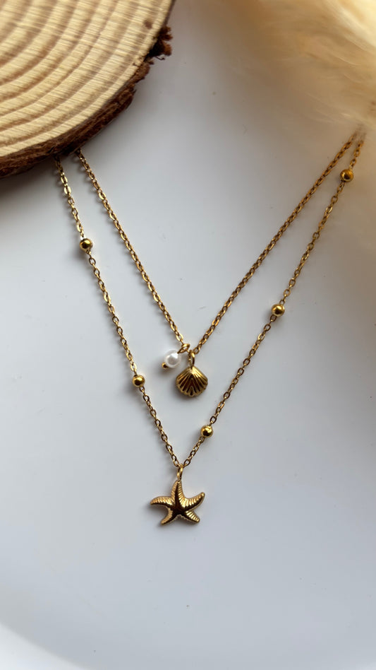 Anti tarnish gold plated layered necklace