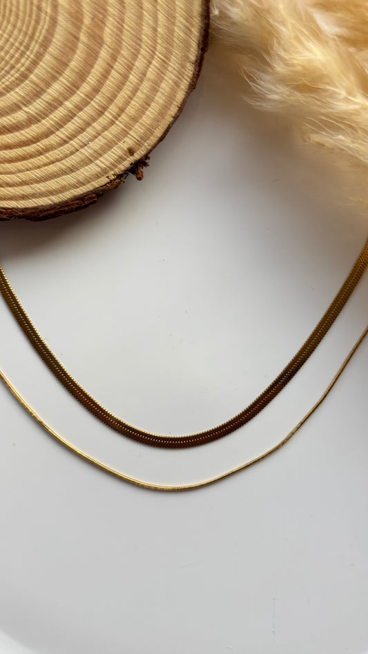 Anti tarnish gold plated layered necklace