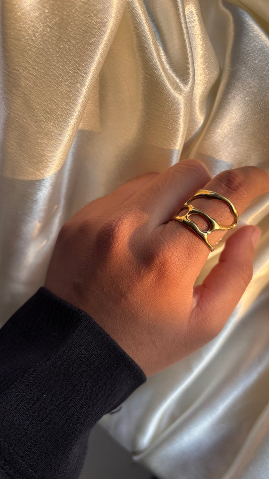 Anti tarnish gold plated adjustable ring