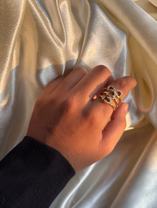 Anti tarnish gold plated adjustable ring