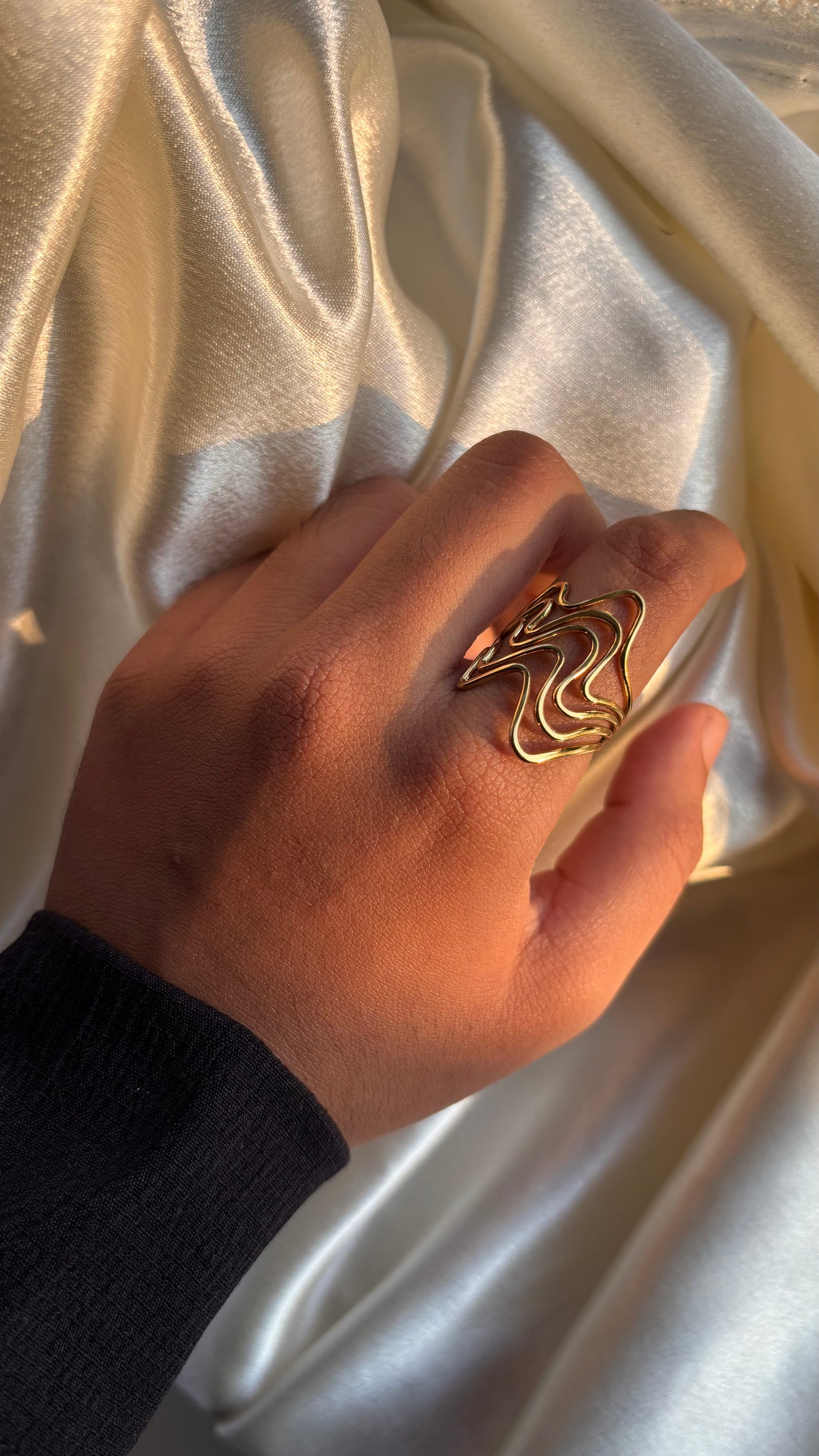 Anti tarnish gold plated adjustable ring