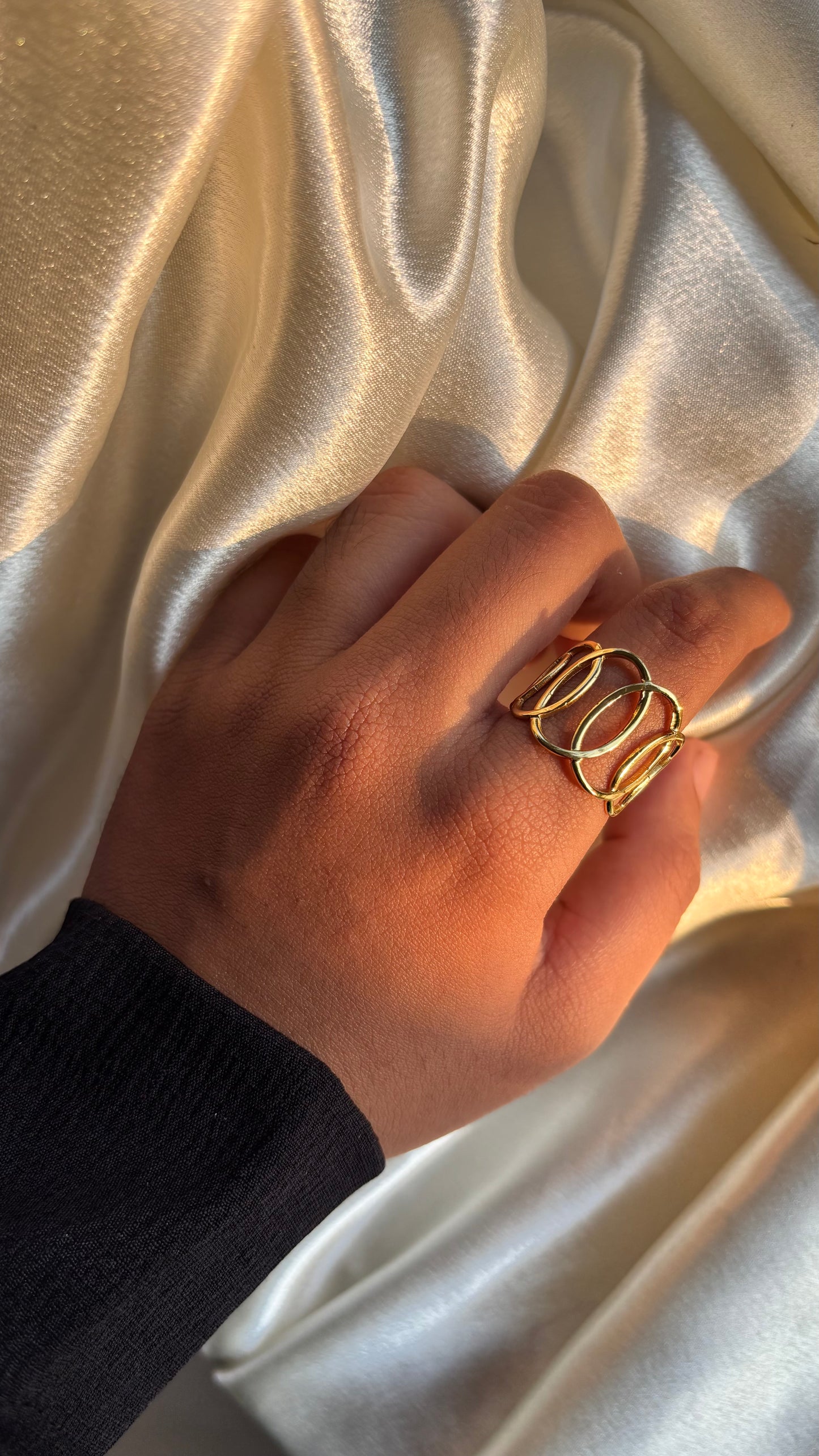 Anti tarnish gold plated adgustable ring