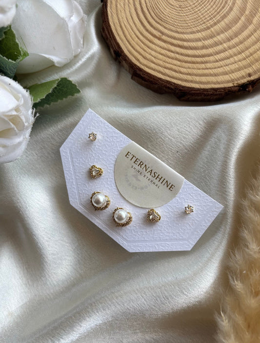 Anti tarnish gold plated earring set