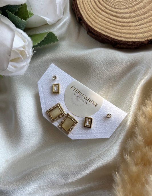 Anti tarnish gold plated earrings set