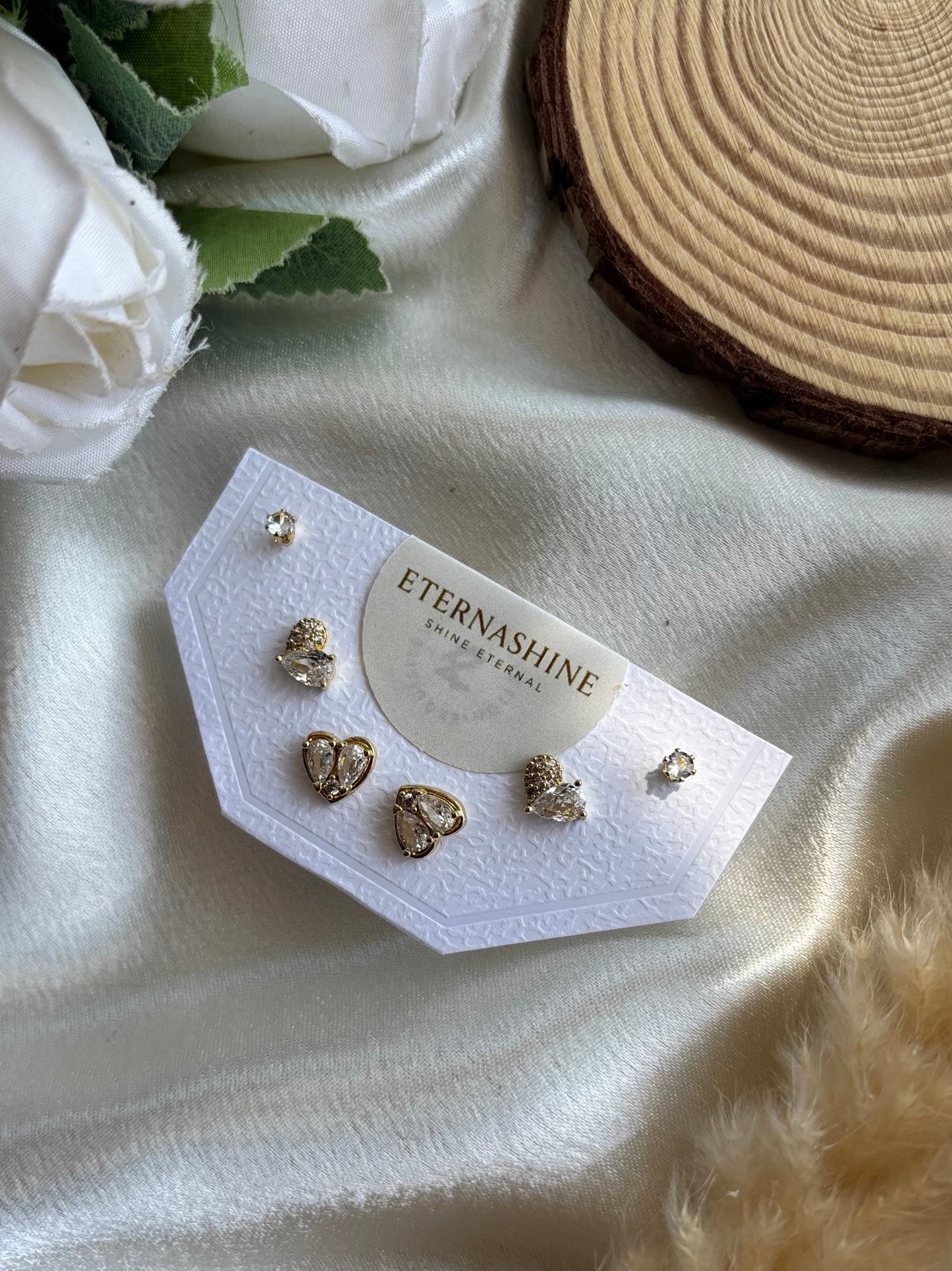 Anti tarnish gold plated earrings set