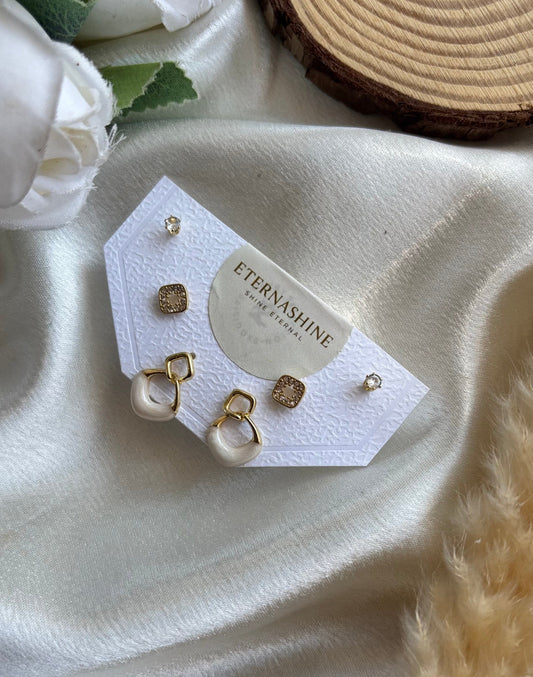 Anti tarnish gold plated earrings set