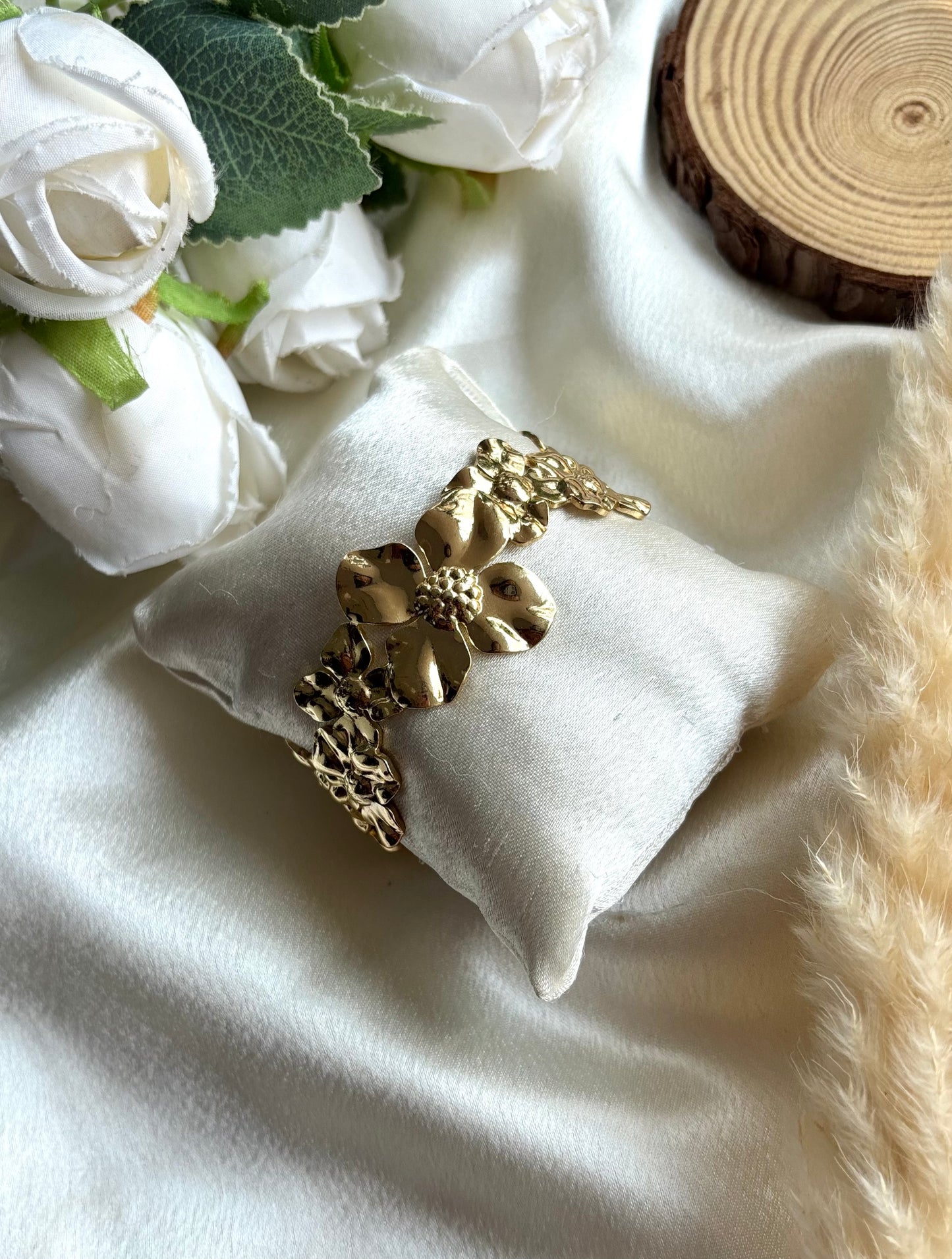 Anti tarnish gold plated adjustable cuff bangle