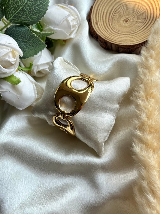 Anti tarnish gold plated cuff bangle