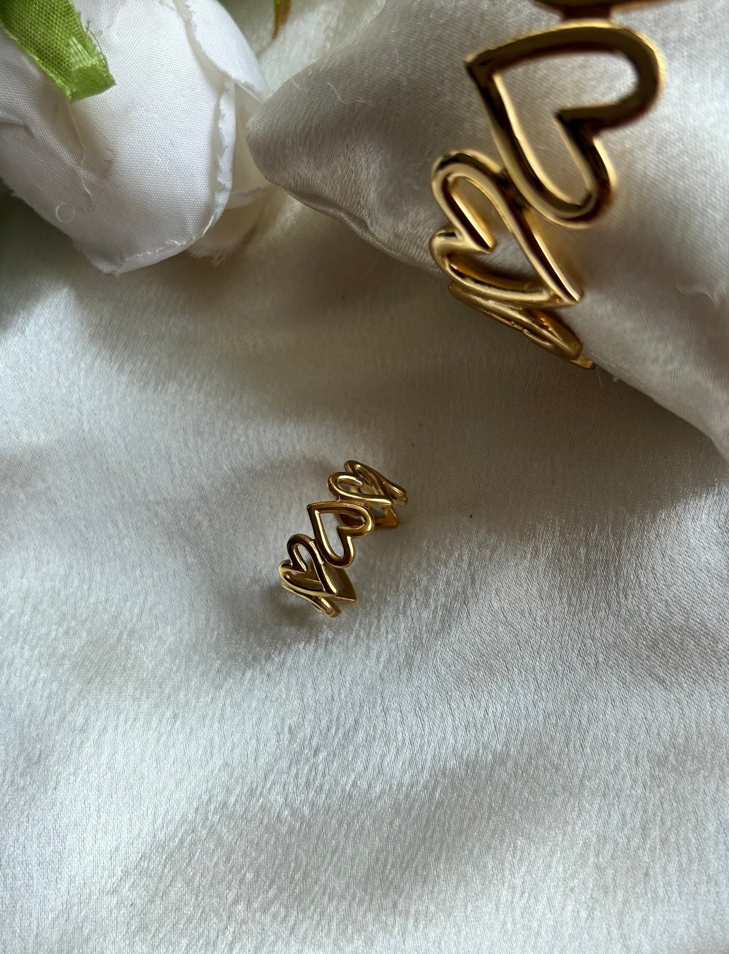 Anti tarnish gold plated adjustable cuff bangle +ring