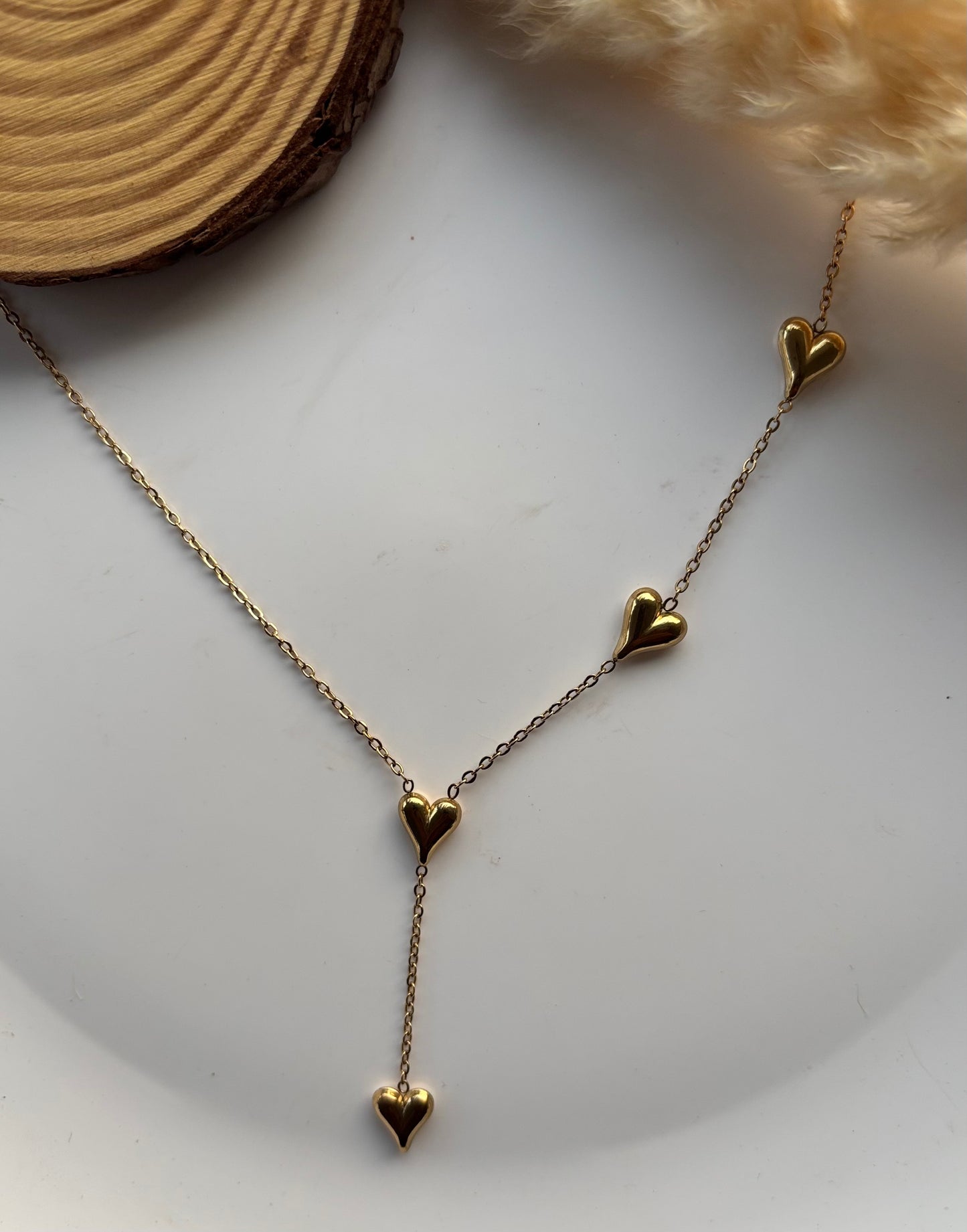 Anti tarnish gold plated heart necklace