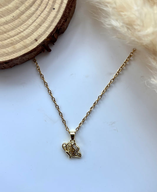 Anti tarnish gold plated butterfly pendant
