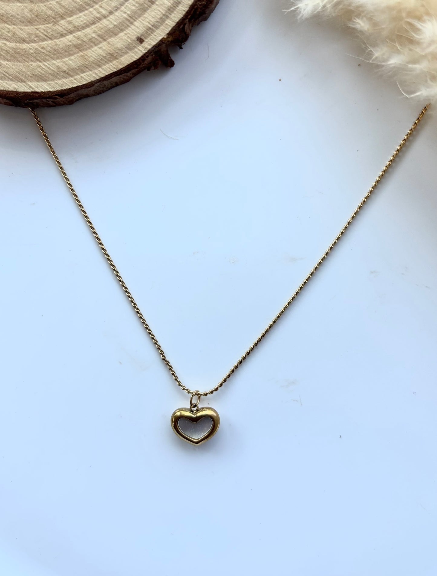 Anti tarnish gold plated double sided heart pendent