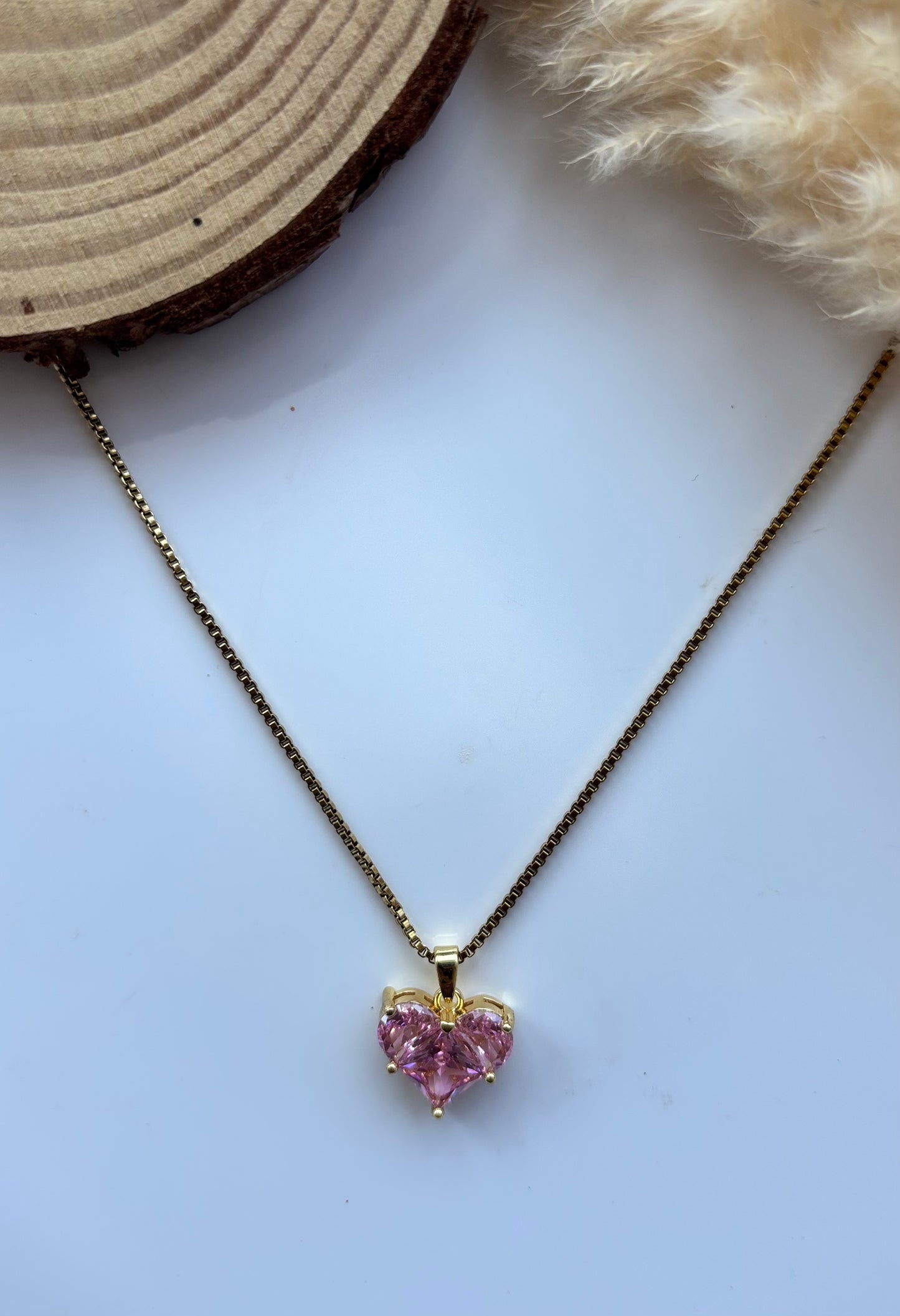 Anti tarnish gold plated pink heart pendent