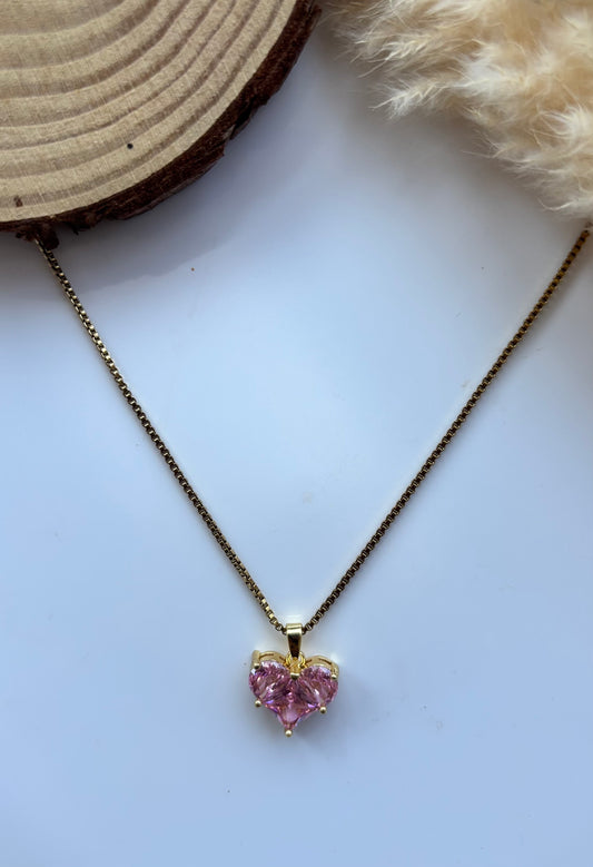 Anti tarnish gold plated pink heart pendent