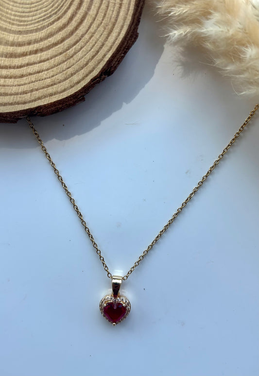 Anti tarnish gold plated red heart pendent