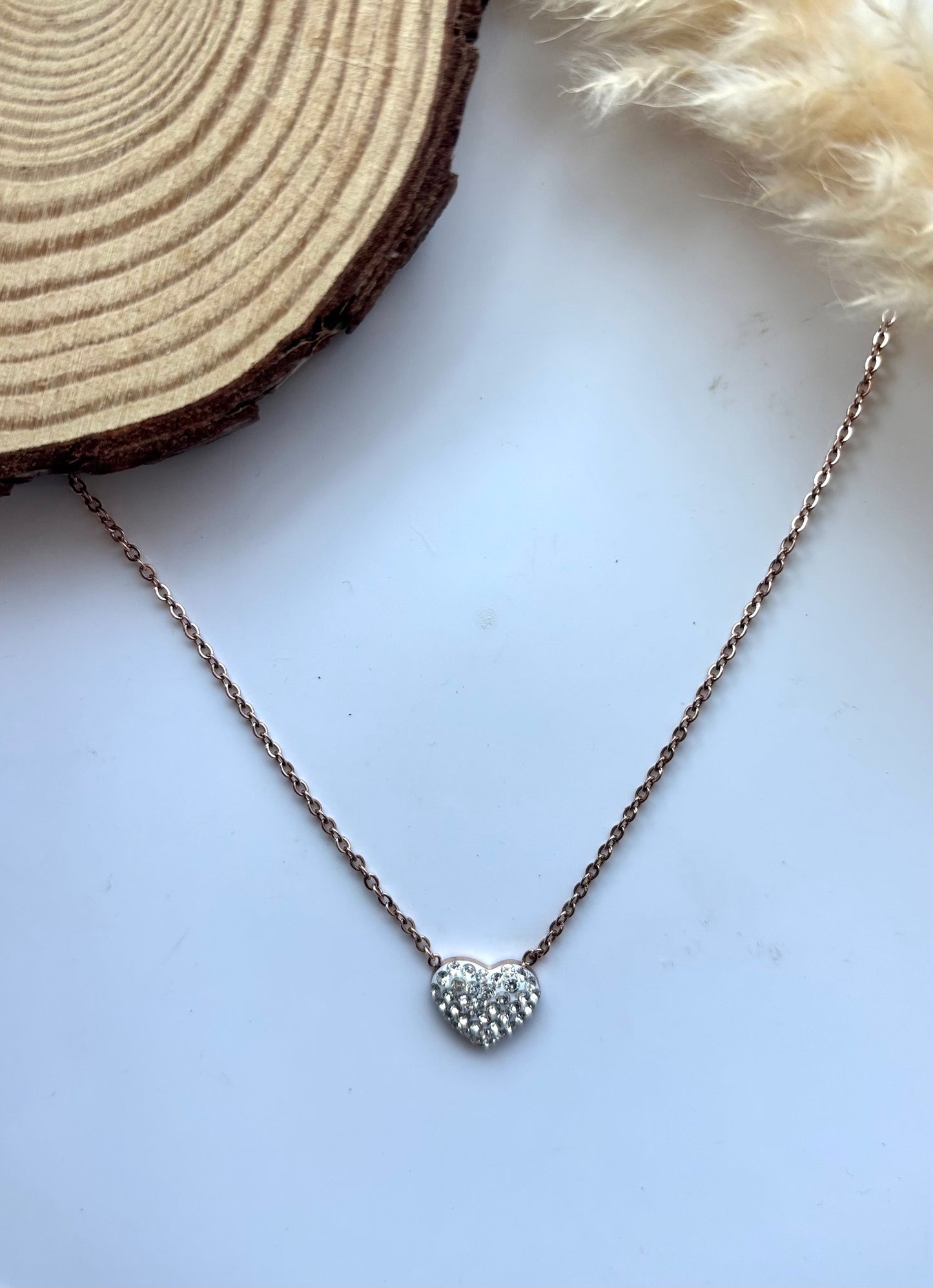 Anti tarnish rose gold plated hearts pendant