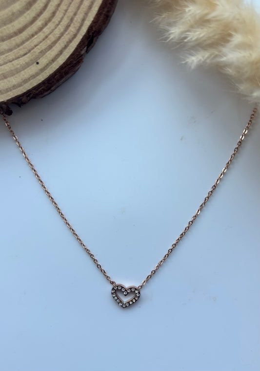 Anti tarnish rose gold plated heart pendent