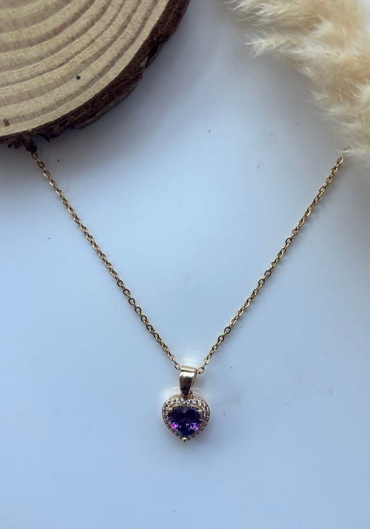 Anti tarnish gold plated purple heart pendent