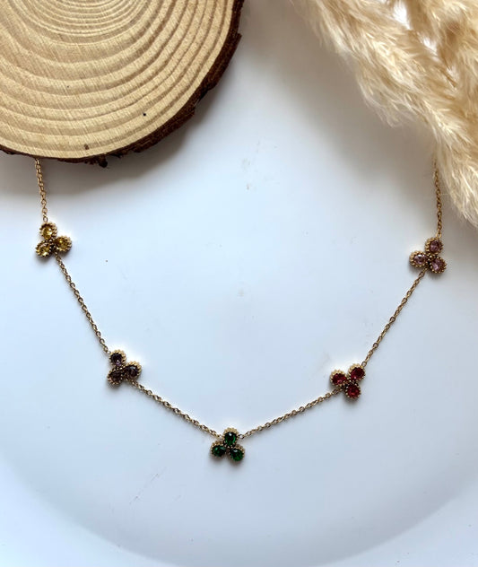 Anti tarnish gold plated multicolour necklace