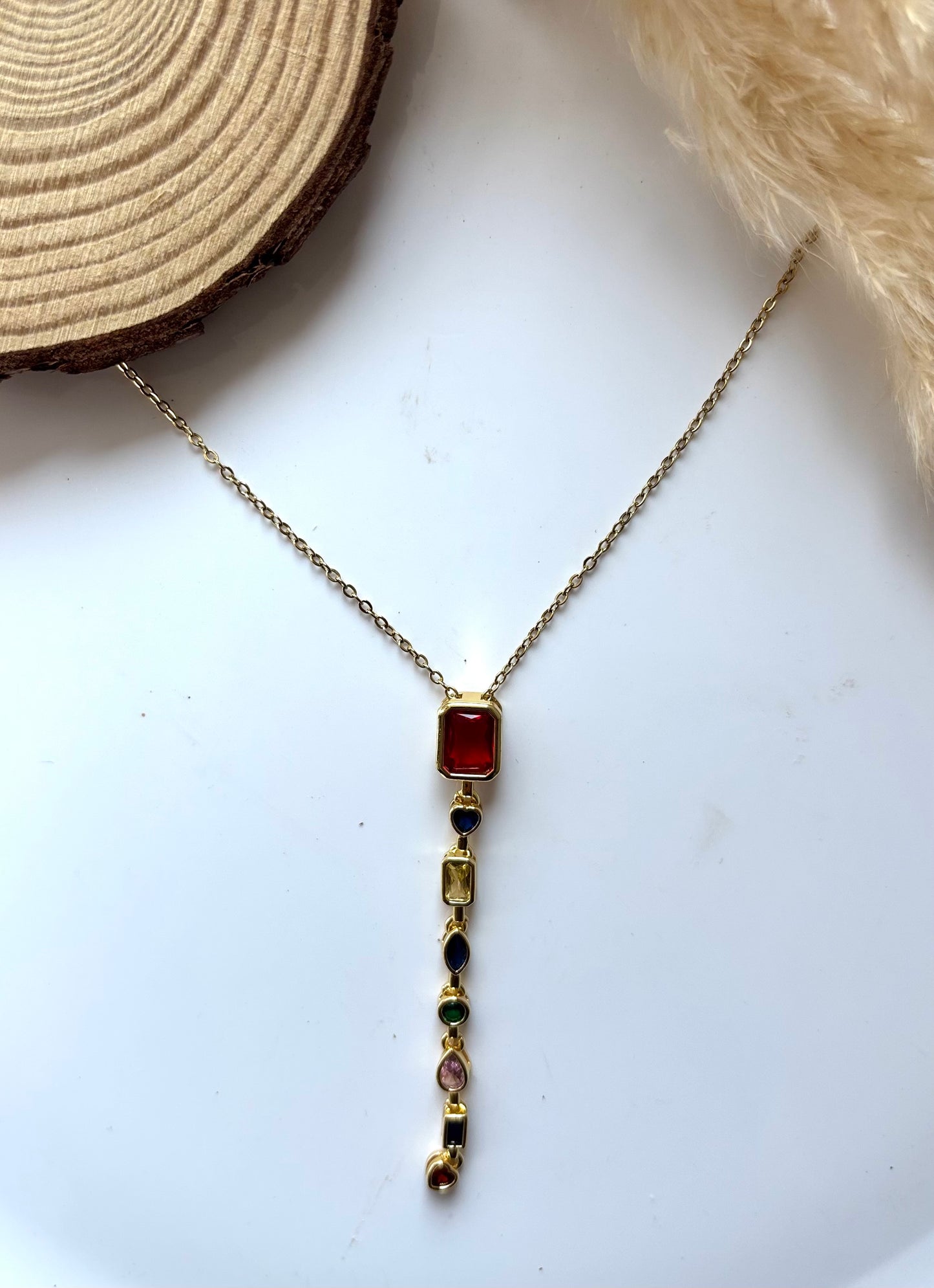 Anti tarnish gold plated multicolour pendant