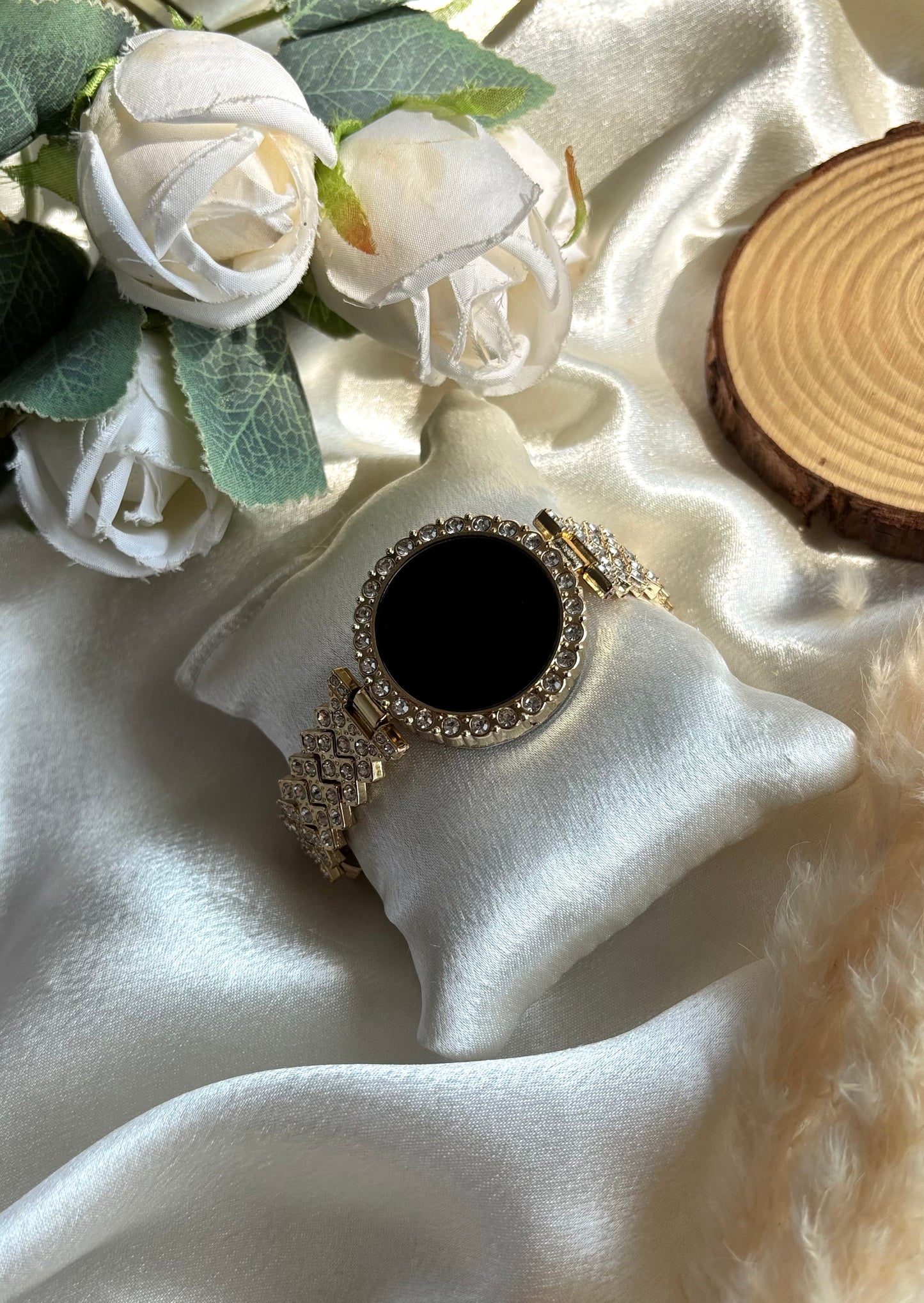 Stainless steel stone smart watch