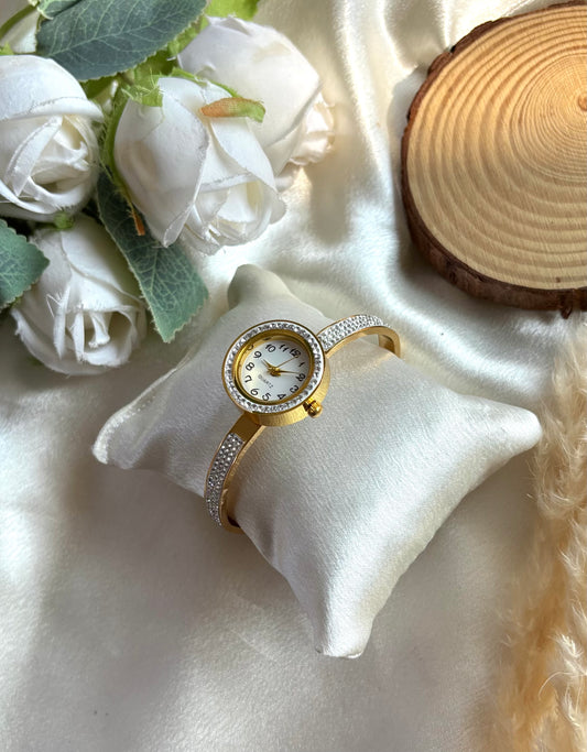 Stainless steel bangle watch openable