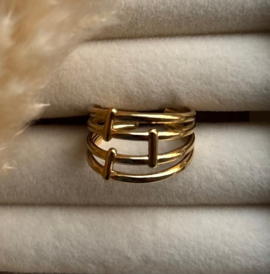 Anti tarnish gold plated adjustable ring