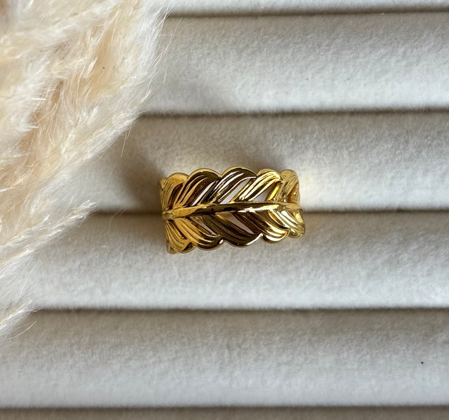 Anti tarnish gold plated adjustable ring