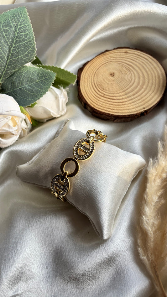 Anti tarnish gold plated stone bangle