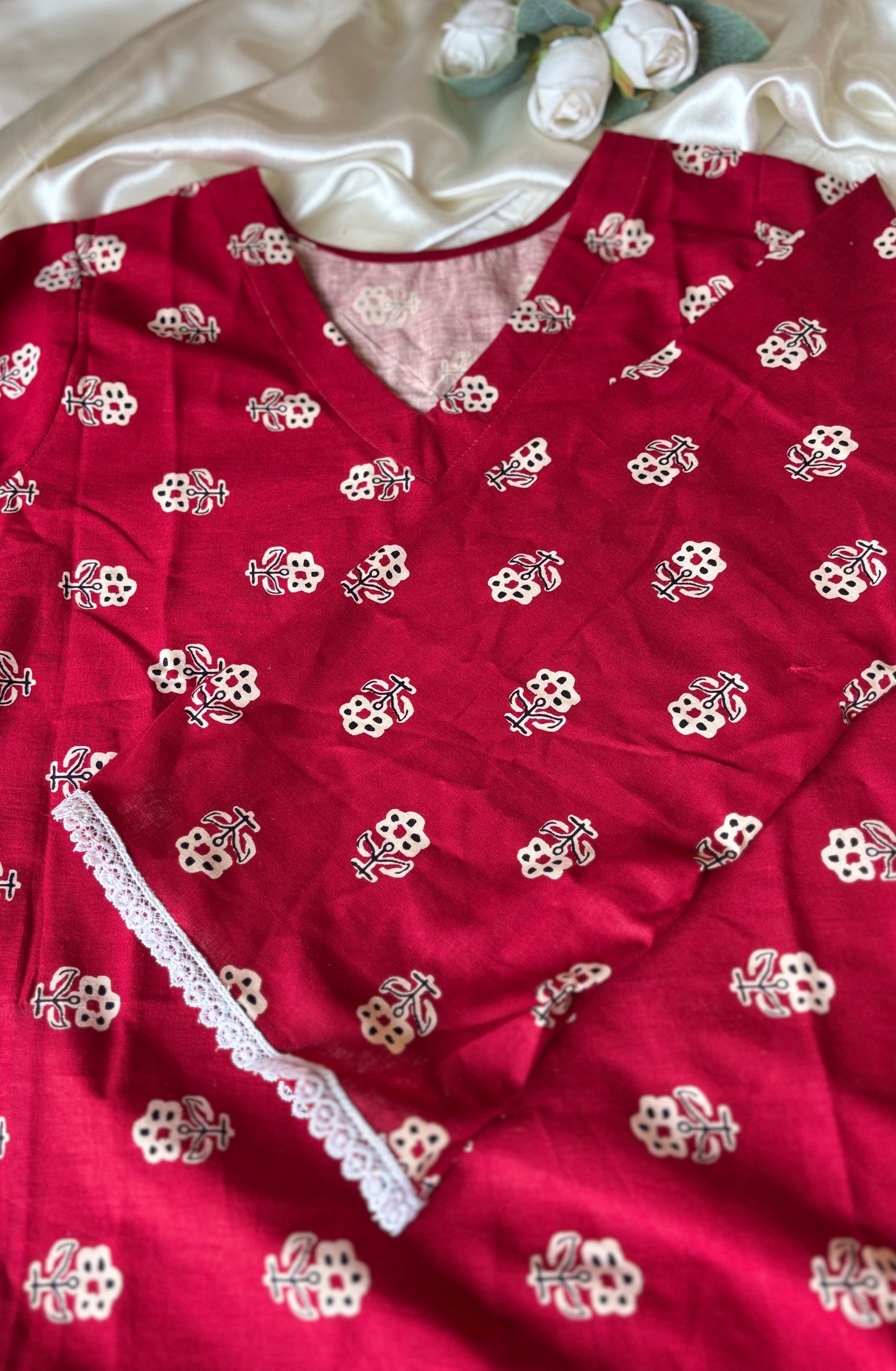 Cotton kurthi-v neck (available in M,L,XL )