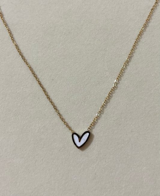 Anti tarnish gold plated white heart necklace