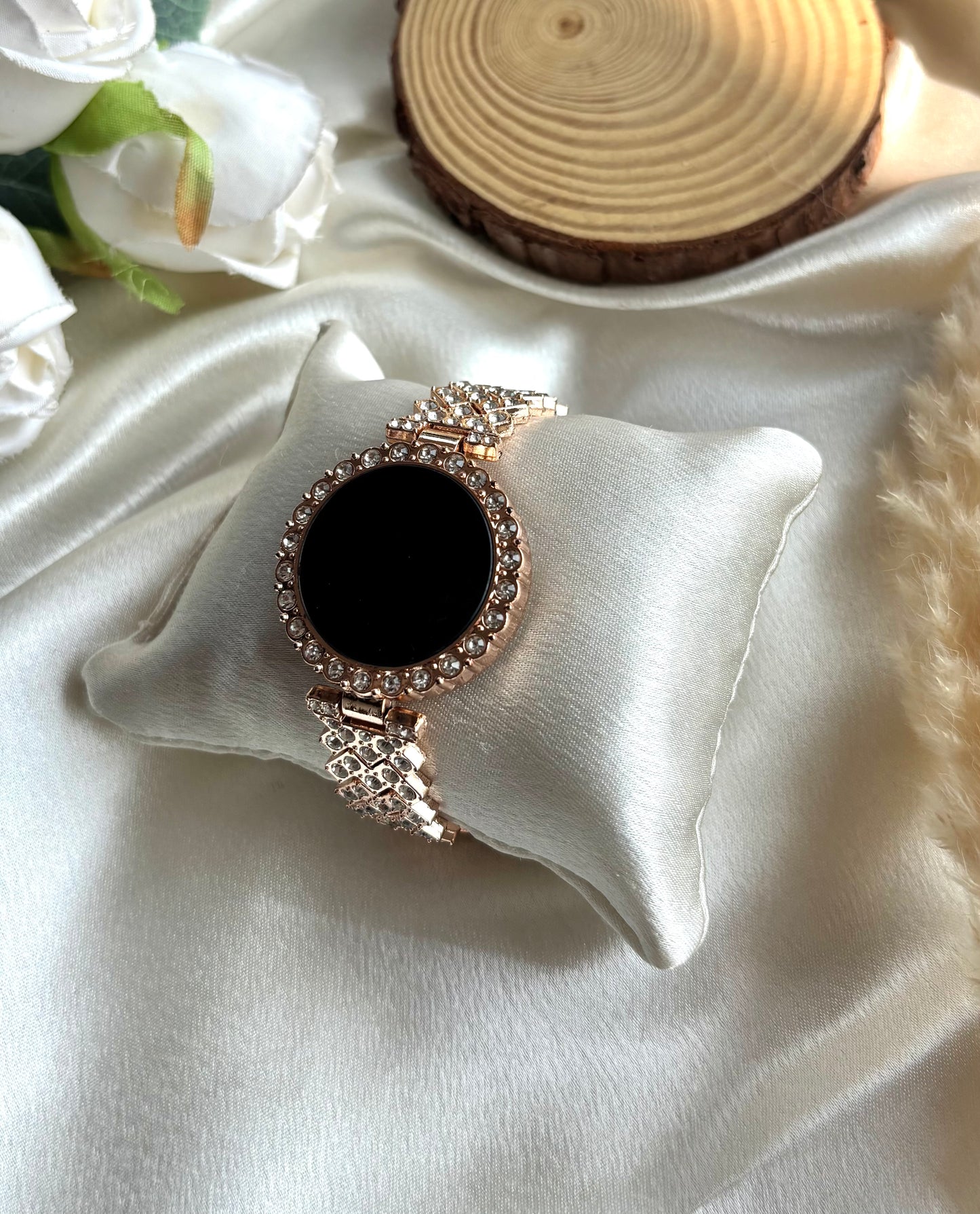 Rose gold round digital watch