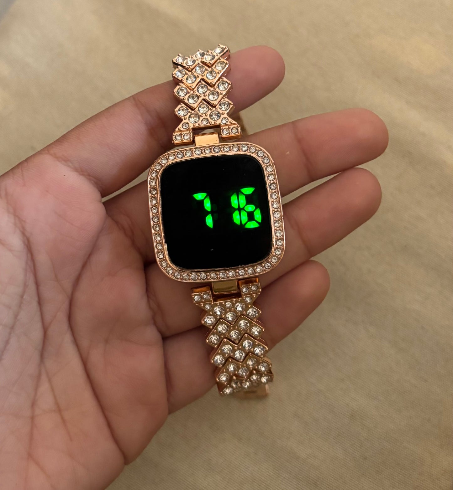 Rose gold sqaure digital watch