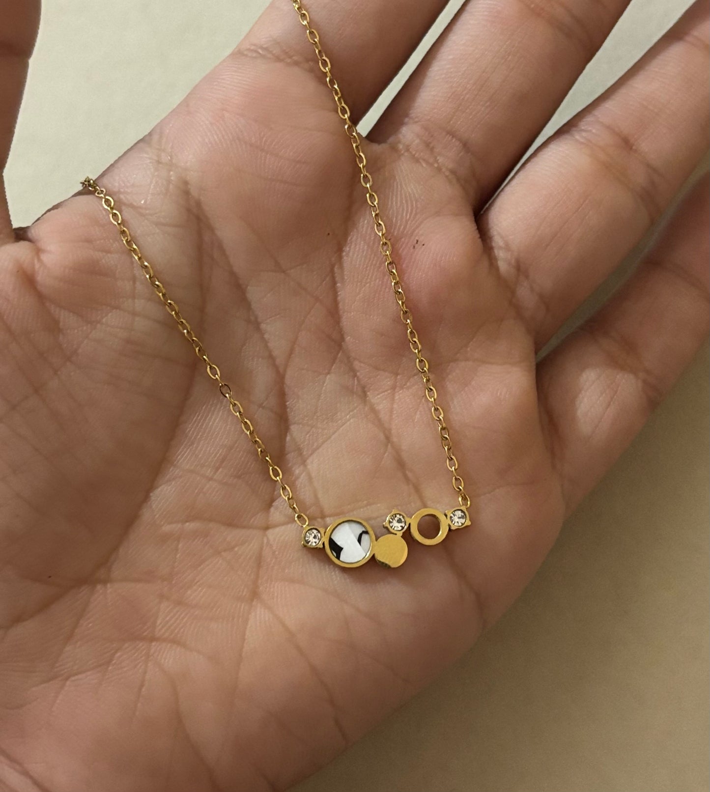 Anti tarnish gold plated marble stone necklace