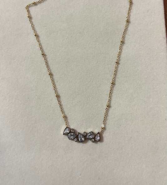 Anti tarnish gold plated white leaf necklace