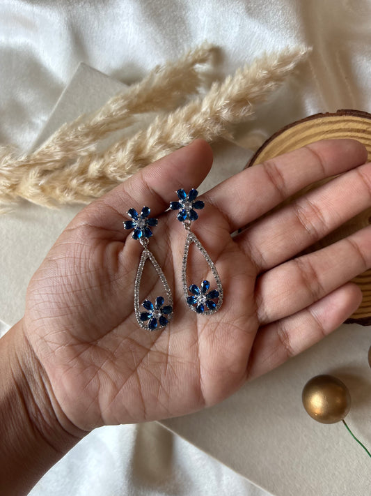 Blue emarald stone earrings