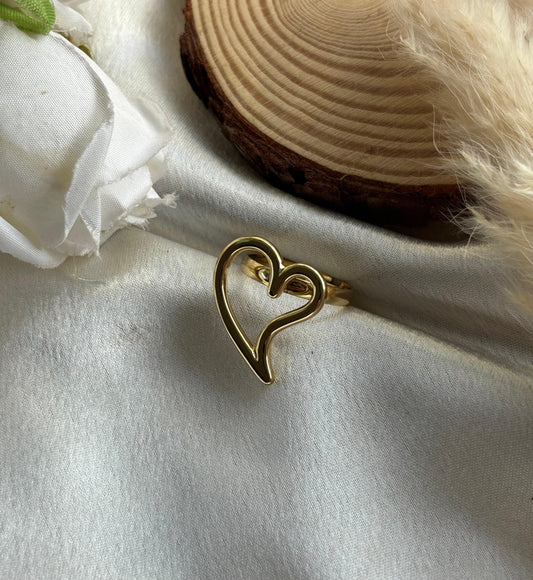 Anti tarnish gold plated heart shaped ring